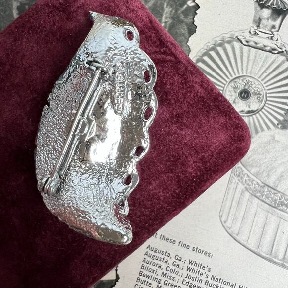 Vintage 1960s Gerry’s Silver Tone Leaf Brooch Pin Elegant Nature Jewelry - Picture 5 of 9